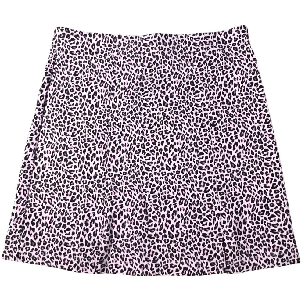 Topshop Leopard Mini Skirt Women 8 Pink Black Animal Print High‎ Waist Stretch